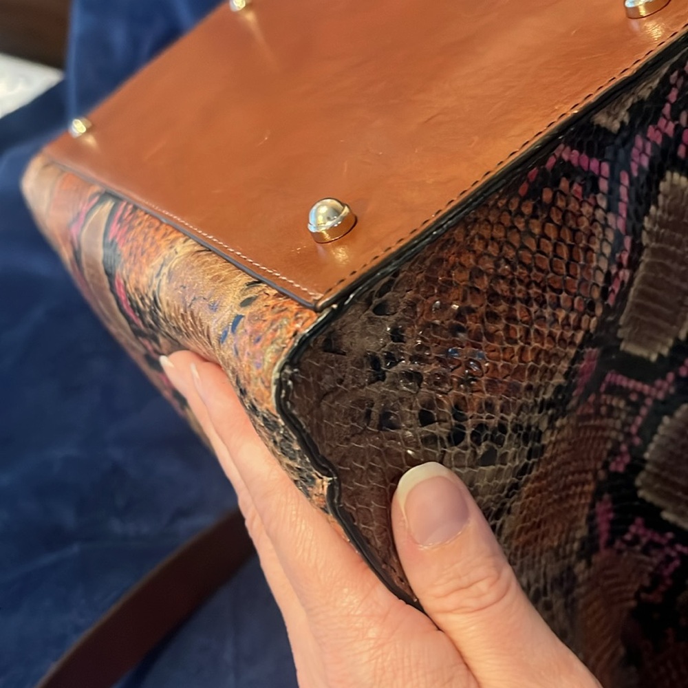 BRAHMIN  CAROLINE MAHOGANY CASSAWAY SNAKESKIN PRINT - Picture 10 of 12